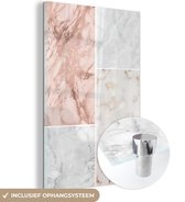 MuchoWow® Peinture sur verre 60x90 cm - Peinture sur verre acrylique - Marbre - Rosé - Collage - Photo sur verre - Peintures