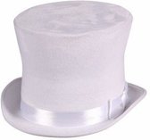 Hoge hoed Flair - Wit - Luxe Hoed - Carnaval - Een Stuk - Maat 60
