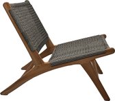 HSM Collection-Tuin Loungestoel Rio-66x80x65-Naturel/Grijs-Teak/Bananenblad