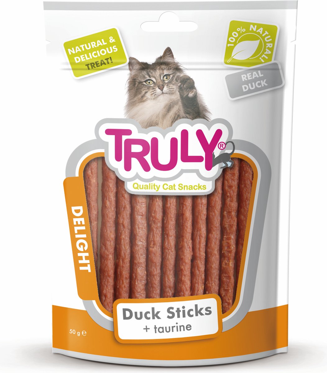 Truly Kattensnack met Eend, Taurine & Omega4 - 5 zakjes van 50 gram