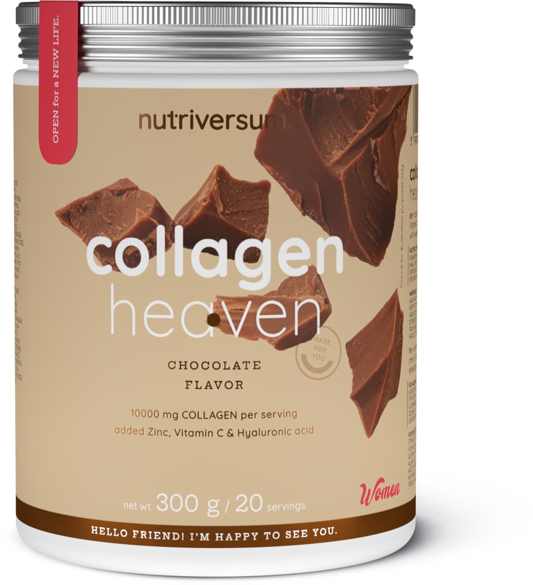 Goedkoopste Nutriversum | Rund collageen heaven | Chocolate | 300gr 20 servings | 10000mg collageen per serving | Hyaluronzuur | Vrouwen | Supplement | Nutriworld