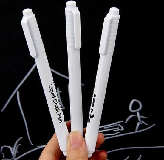 Foto:  2 stuks krijtbordstiften schoolbord spiegel en glas krijtbord porselein chalk marker glasstiften raamstiften van heble 