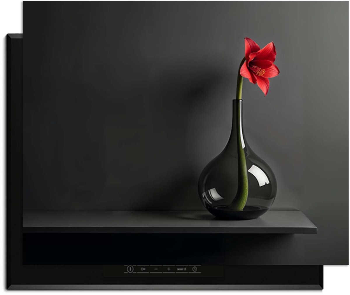KitchenArt - Crimson Silence - Inductie Beschermer - 77x51 cm - Kookplaat Beschermer - Luxe Afdekplaat Inductieplaat - Anti-slip & Oprolbaar - Beschermmat Inductiekookplaat