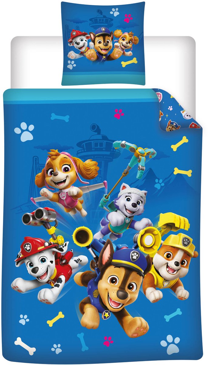 Paw Patrol Dekbedovertrek 140 x 200 cm +65X65cm – polyester