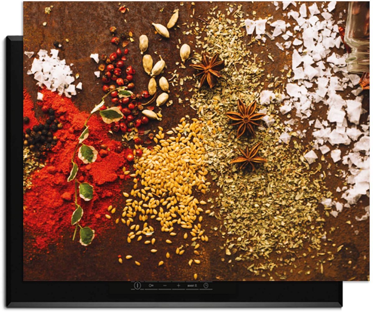 KitchenArt - Spice Symphony – Inductie Beschermer - 76x51.5 cm - Kookplaat Beschermer - Luxe Afdekplaat Inductieplaat - Anti-slip & Oprolbaar - Beschermmat Inductiekookplaat