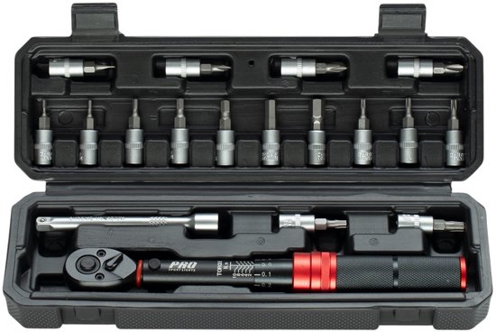 Clé dynamométrique 16 embouts Compact Outils pour vélo Pro Sport Lights 1/4" 1-10 Nm