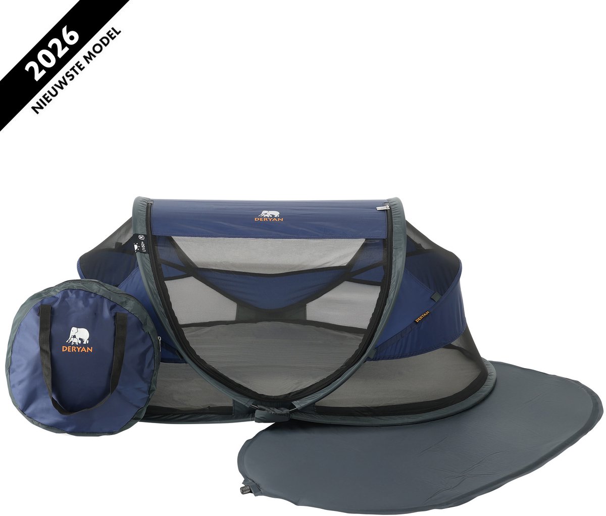 Bol.com Deryan Baby Luxe Pop-Up Campingbedje - Reisbedje met Matrasje - Navy aanbieding