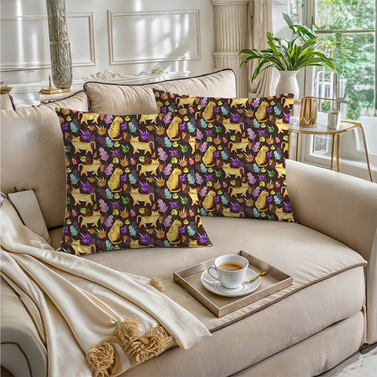 Boraboi® Luxe Decoratieve Kussenhoezen set van 2 , Zachte Suède Touch- 40x40cm -(Paars,Geel,Groen)