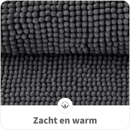 Homaxy Chenille Badmat - Antislip badmat - Absorberende badmat - Fluffy badkamervloermat - Zwart - 60x120 cm