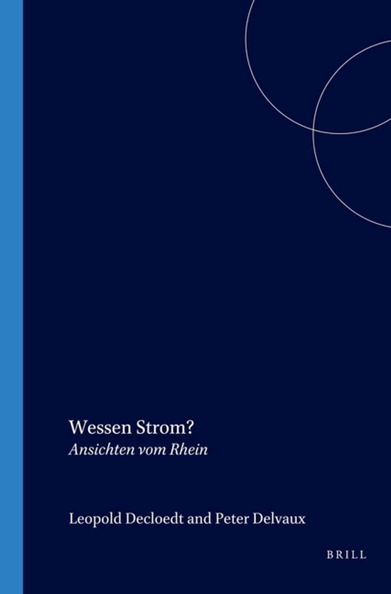 Livre intitulé "Wessen Strom? Ansichten vom Rhein". Couverture bleu foncé avec texte blanc et cercles.