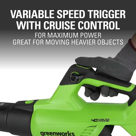 Greenworks Bladblazer 24V - Elektrische bladblazer - 450 CFM+luchtsnelheid 110 km/u - Incl. 4.0Ah accu - Blazen, Zuigen & Versnipperen van Merkloos	 — afbeelding 4