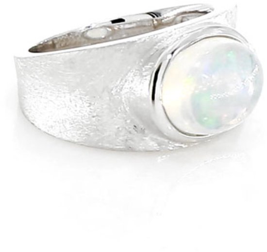 Cavill - Zilveren ring met 1,553 ct ovale Welo-opaal cabochon uit Ethiopië - 925 Sterling zilver - Brede moderne damesring - Luxe sieraden