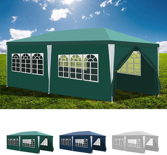 Partytent ,Paviljoen,3X6,Waterdicht,met Zijwanden,Weerbestendig,groen