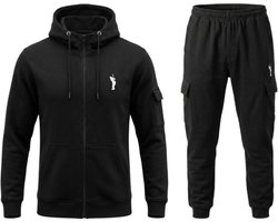 Hitman - Trainingspak Heren - Joggingpak Heren - Sportkleding Heren - Cadeau voor Man - Cargo Stijl - 7 Zakken - Katoen - Zwart - Maat L