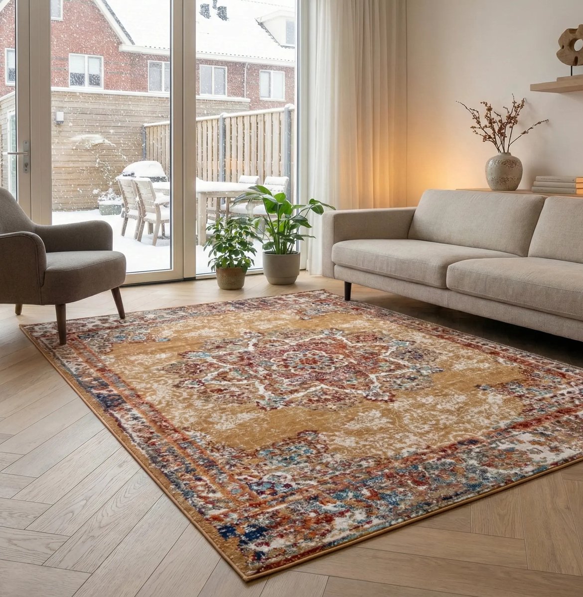 Flycarpets Klassiek Vintage Vloerkleed - Maderno - Rood / Multi - 80x240 cm