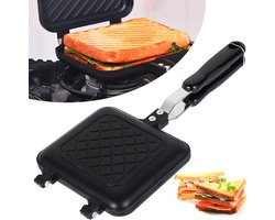 Tosti Apparaat - Broodrooster Mettostiklemmen - Sandwich Maker - Dubbelzijdige Antiaanbakbroodmaker Met Hittebestendige Handgrepen - Sandwichpers - Campingbroodrooster Voor Gasfornuis