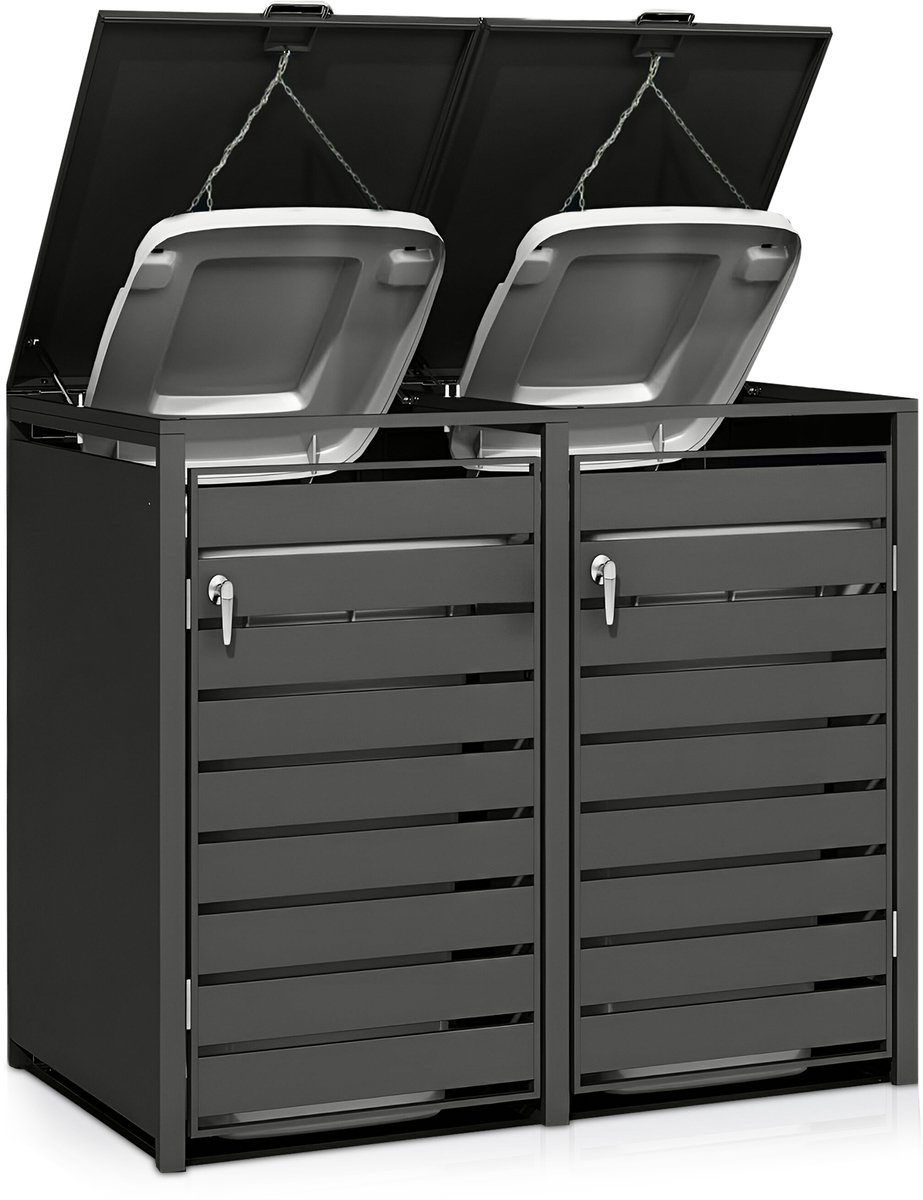 Floressa Containerberging 2x 240L – Kliko Ombouw – Gepoederd Staal – Antraciet
