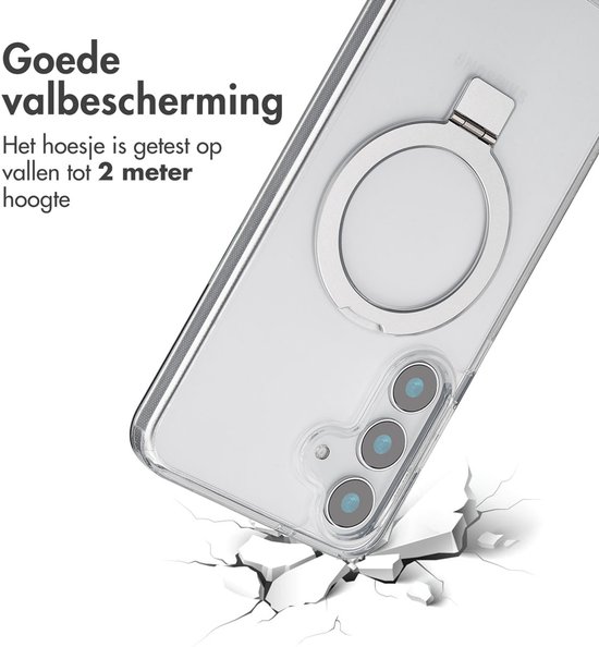 Accezz Coque pour Samsung Galaxy S25 Plus - Accezz Ring Stand Back Cover Compatible avec MagSafe - Transparent