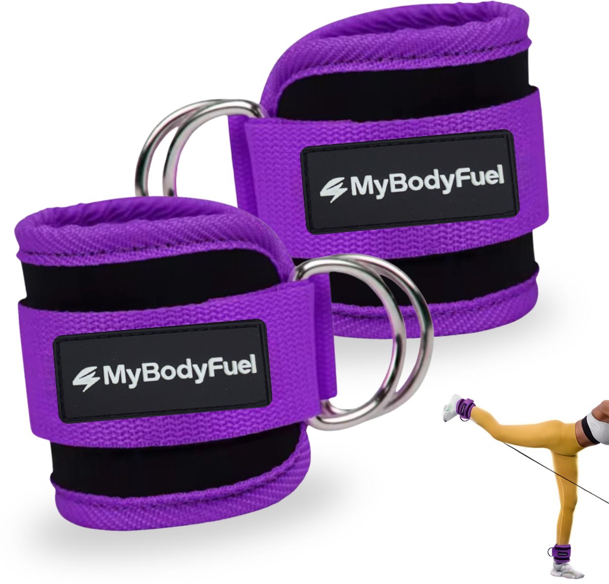 MyBodyFuel - Enkelband Fitness - Ankle Strap Fitness - Ankle Cuff Strap - 2 Stuks - Paars
