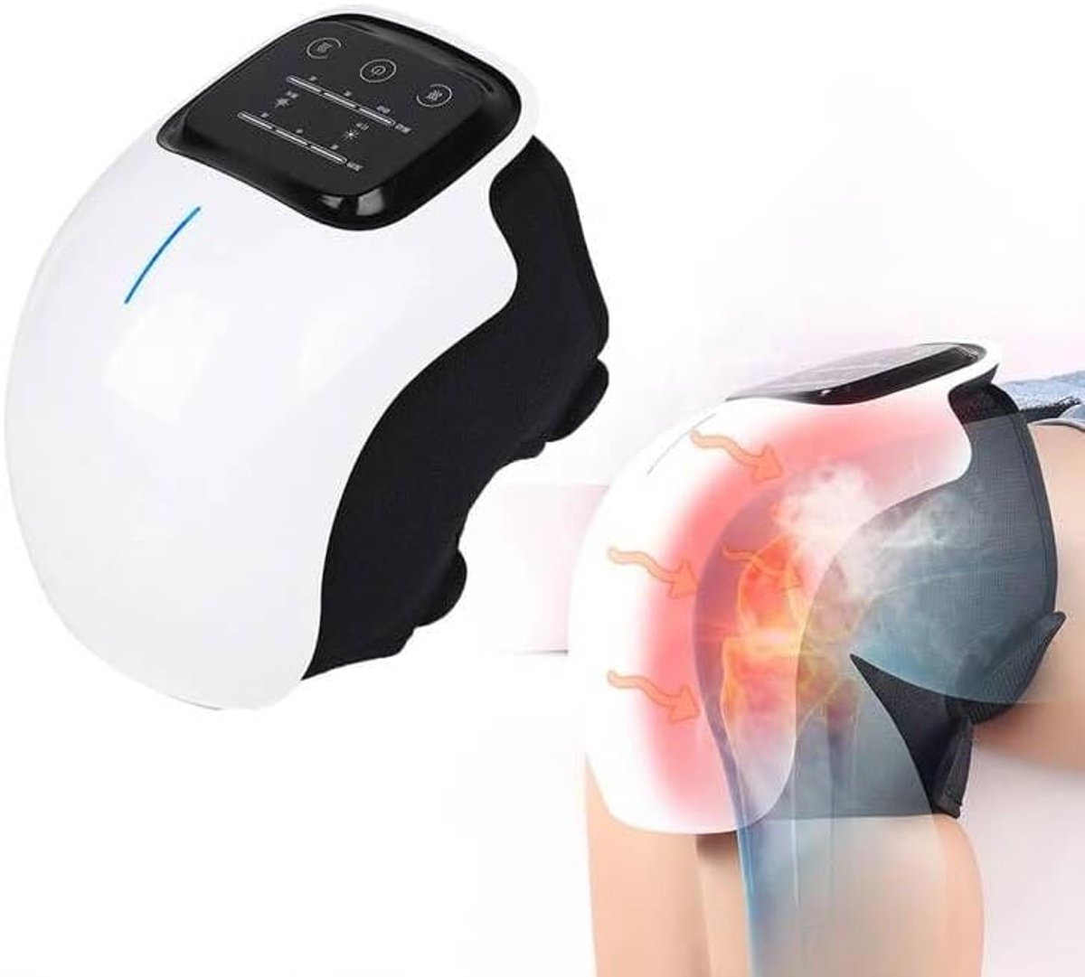 Deze 3-in-1 kniemassager heeft een verwarmings-, roodlicht- en vibratiefunctie.