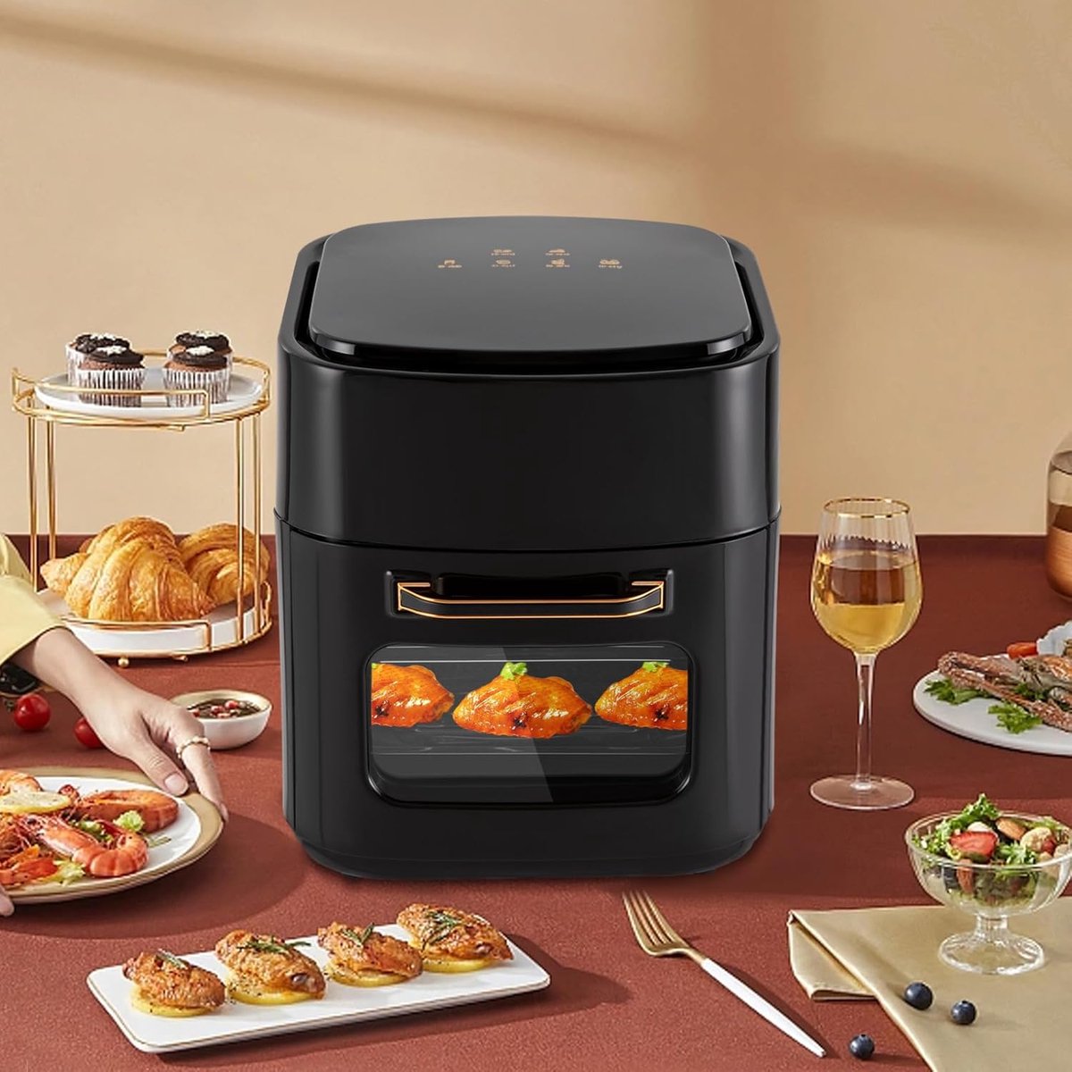 Dongguan Yueyuan Airfryer XXL met Dubbele Lade - 11L - Zwart - afbeelding 3