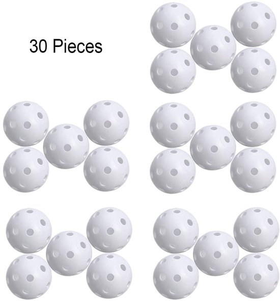 IMPERATORIS® Golf Oefenballen - Airflow Ballen - Geperforeerde Plastic Ballen - Voor Training in Tuin en Binnen - Lichtgewicht - Set van 30 - wit van IMPERATORIS — afbeelding 4