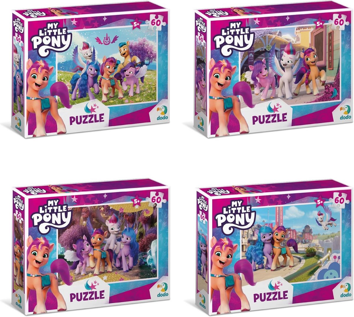 Set van 4 Educatieve Legpuzzels met Pony Figuren voor Kinderen 5+
