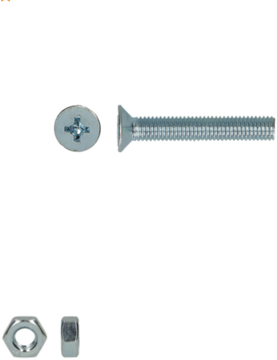 Metaalschroef M4x60 platte kop – DIN 965H – verzinkt – 8 stuks