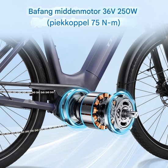 Elektrische fiets 27,5Inch - 20AH - LCD -75NM -9 Versnellingen -Aluminium design -Hydraulische schijfrem - Bereik tot 130km - Pedelec -E-MTB - voor dames en heren - Grijs van Merkloos — afbeelding 4