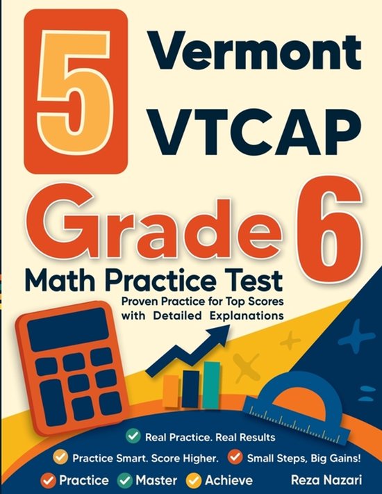 5 Vermont VTCAP Grade 6 Math Practice Tests - cover