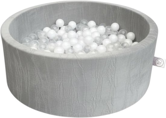 Velvet Grijs Ballenbak Rond met 200 BPA-vrije Ballen – Baby & Kinder Ballenbad – Zacht Foam – Speelgoed