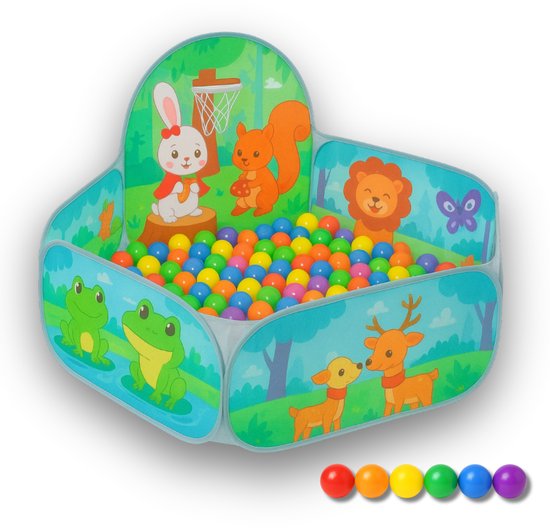 BDGoods® - Ballenbad - Inclusief 50 Ballen - Ballenbak voor Kinderen - met Basketbalring - Kinderspeelgoed 1 Jaar / 2 Jaar / 3 Jaar / 4 Jaar - Kind - Peuter - Ballen voor Ballenbak - Ballenbak Baby - Opvouwbaar - Jongens en Meisjes - Ball Pit