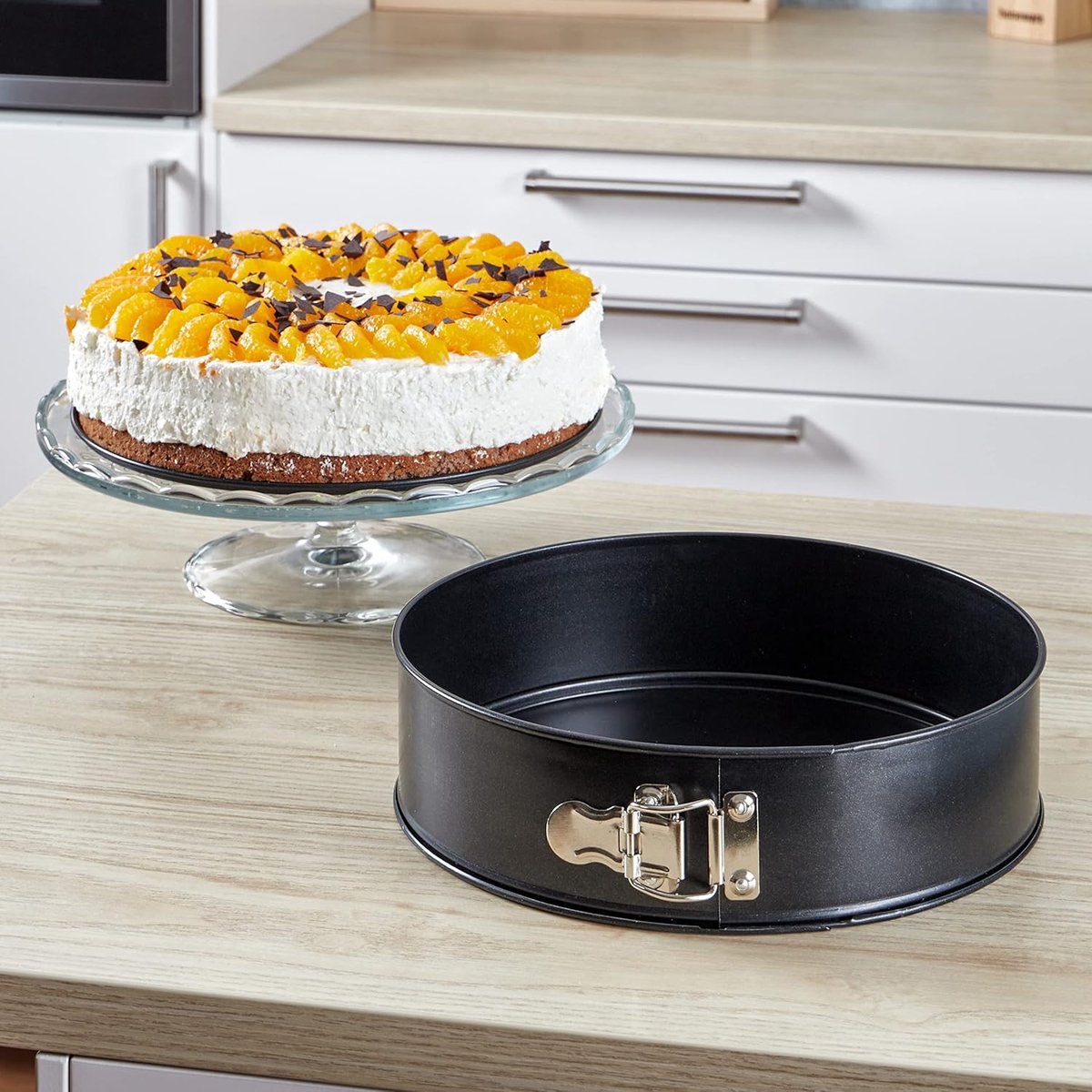 Stunq® Springvorm Taartblik 26 cm – Ronde Bakvorm met Losse Bodem & Snelsluiting – Anti-aanbaklaag – Koolstofstaal – Ovenbestendig tot 230°C – Zwart