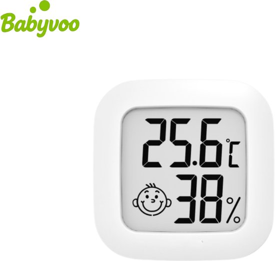 Babyvoo Hygrometer - Weerstation - Luchtvochtigheidsmeter - Thermometer Voor Binnen - Incl. Batterij en plakstrip