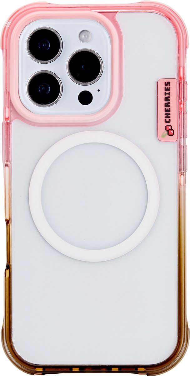 CHERRIES telefoonhoesje voor iPhone 16 Pro Max - MagSafe-ready case - Schokbestendig - Defender - Pink Olive - Cherries Geur