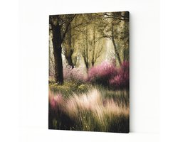 Wilgenbos met roze bloei – wandkunst – Canvas schilderij – 100x150 cm
