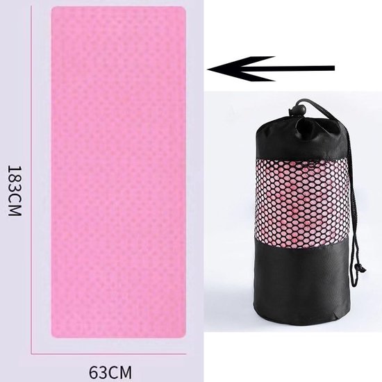 Yogahanddoek - Yogahanddoek - Yogahanddoek - Vochtregulerend en antislip - Yogahanddoek - Sneldrogende yogamatstof - Ademende yogamat met opbergtas van mesh - Geschikt voor hot yoga, pilates en fitness - Roze van Avento — afbeelding 5