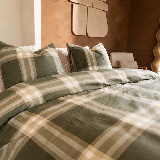 Kayori Magome Dekbedovertrek Flanel - 240x200-220 + 2 slopen - Lits-jumeaux - Heerlijk warm - Olijfgroen van Merkloos — afbeelding 5
