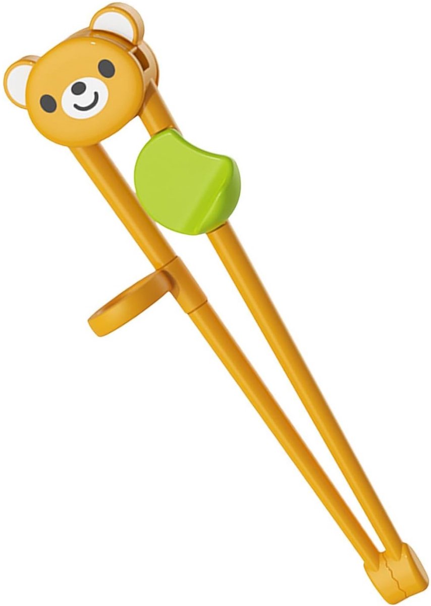 QTTVBTNA - Baby oefenstokjes - Kindertrainingsstokjes - Ergonomisch - voor peuters & kleuters - Beertje-patroon - Oranje - 15,5 cm - 1 stuk