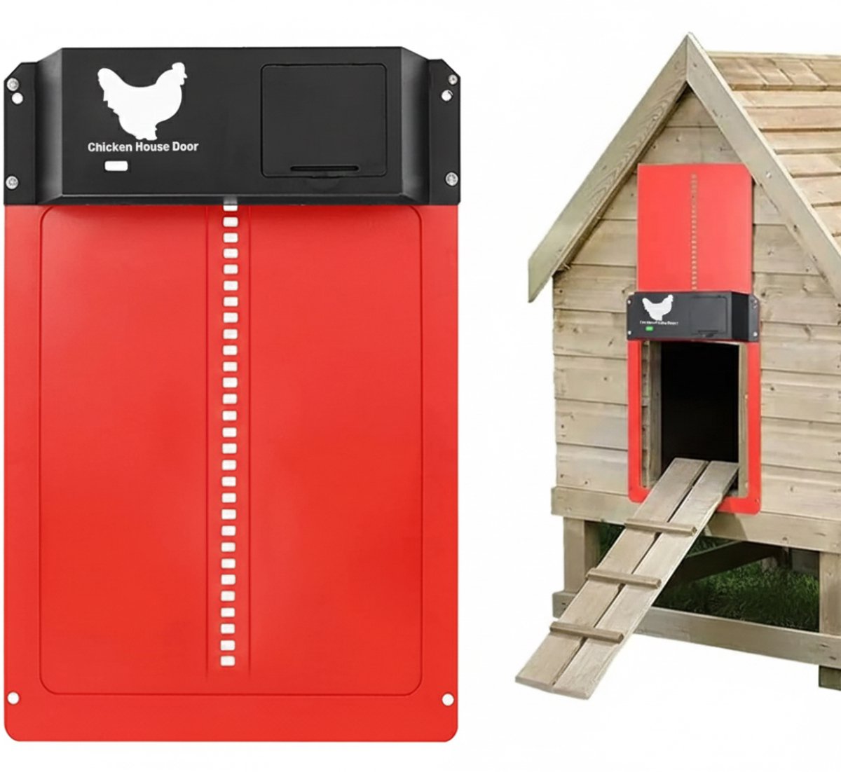 VH Supplies® Automatisch Kippenluik - Kippendeur - Chickenguard - Rood