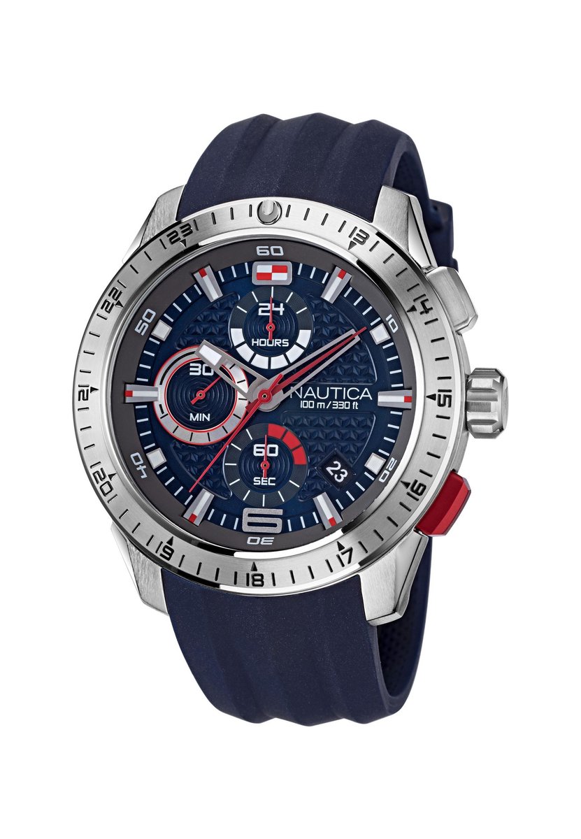 Nautica Nst Quartz Analog Blauw Kast: 100 % Roestvrij Staal | Band: 100 % Siliconen 49 mm NAPNSF108, NAPNSF109