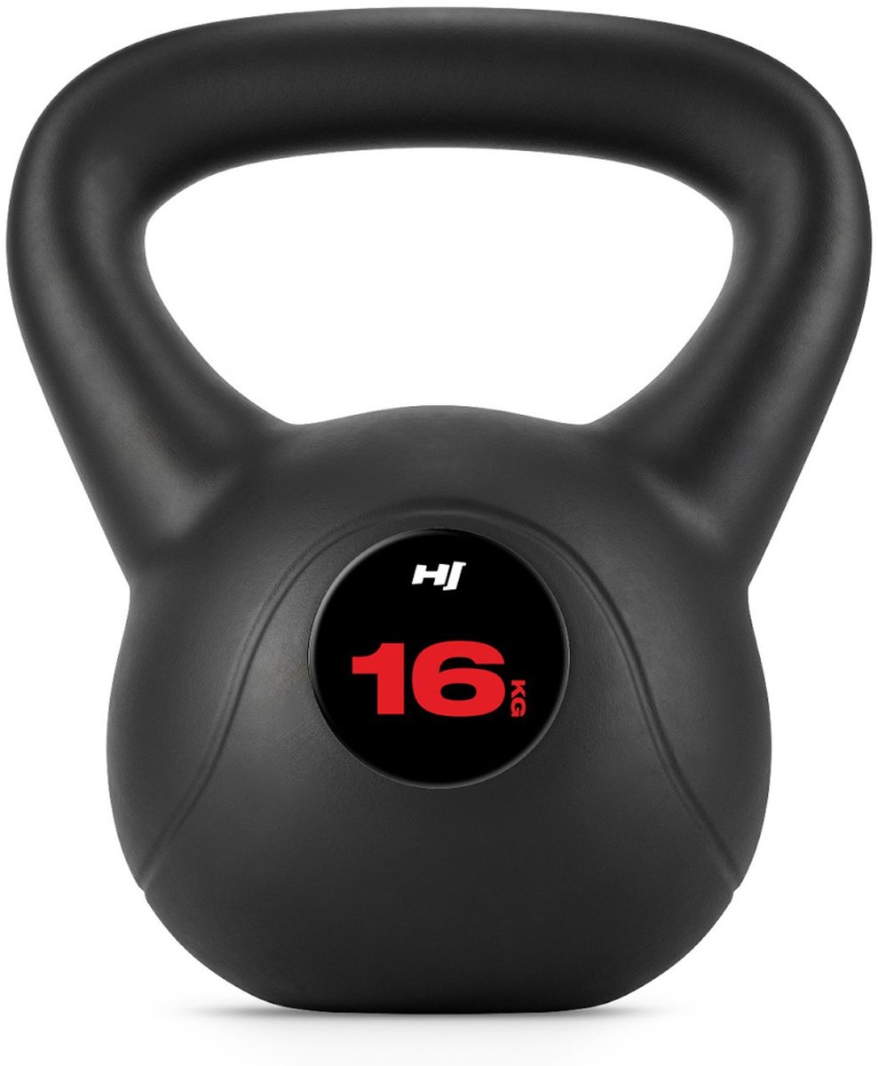 Hop-Sport Kettlebell HS-PB016KB vinylgewicht voor fitnessoefeningen en krachttraining in de homegym, gewicht 16 kg, gewicht voor cardiokrachttraining, fitness, bodybuildingtraining, gewichtheffen