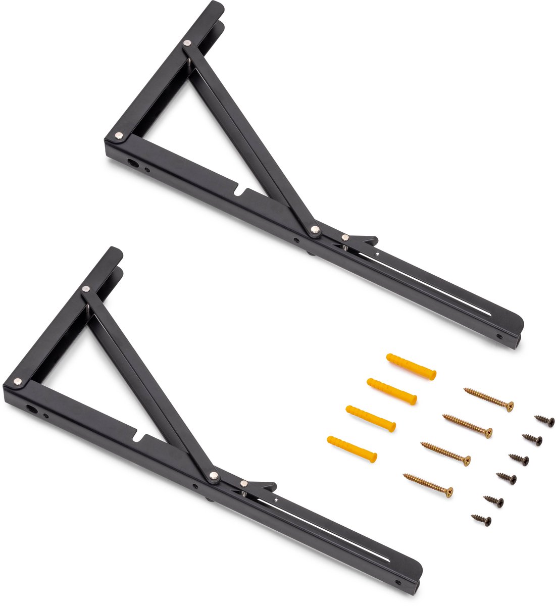 Emuca Set Opklapbare steunen set, lengte 303mm, Staal, Zwart gelakt