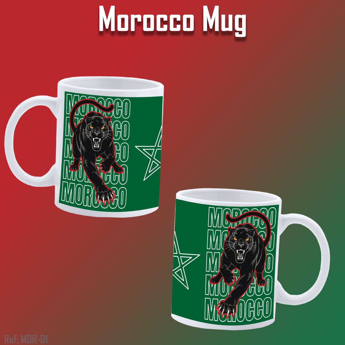 Morocco Personalized Mug with Logo and Text - Print mug with Morocco Black panther - Tea / Coffee mug - Personalized High Quality