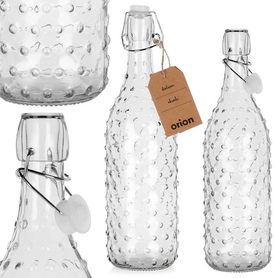 Orion - Retro Glazen Fles - 1L - Clip Sluiting - Geschikt voor Naleven en Dranken van orion — afbeelding 4