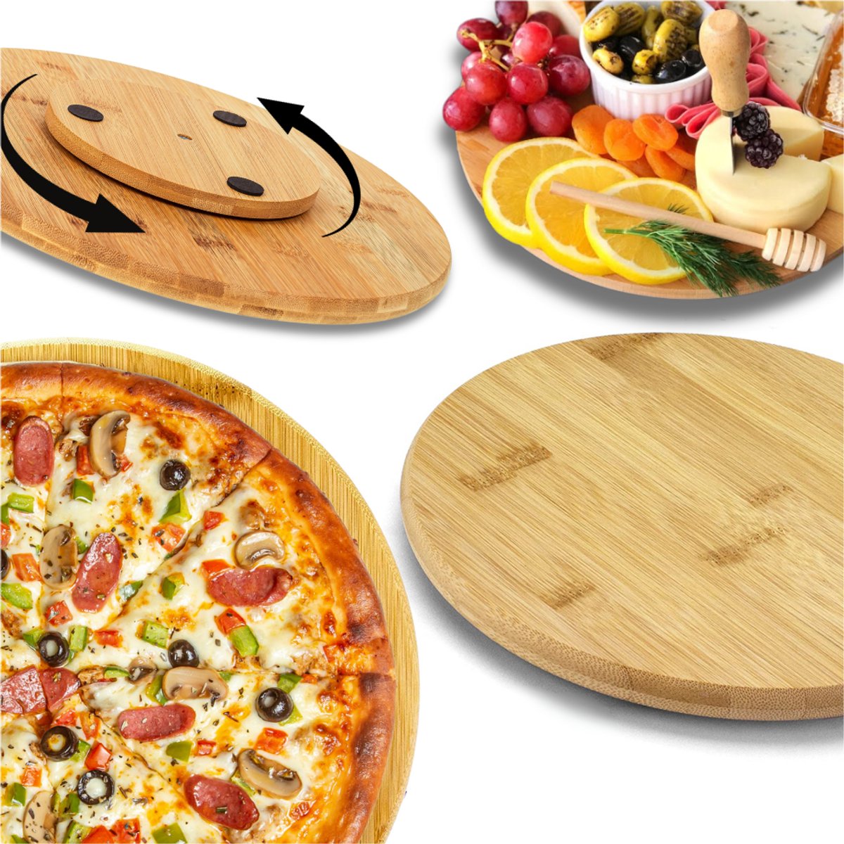 MORE&DECO - Bamboe Snijplank - Draaibaar - 40 cm - Antislip