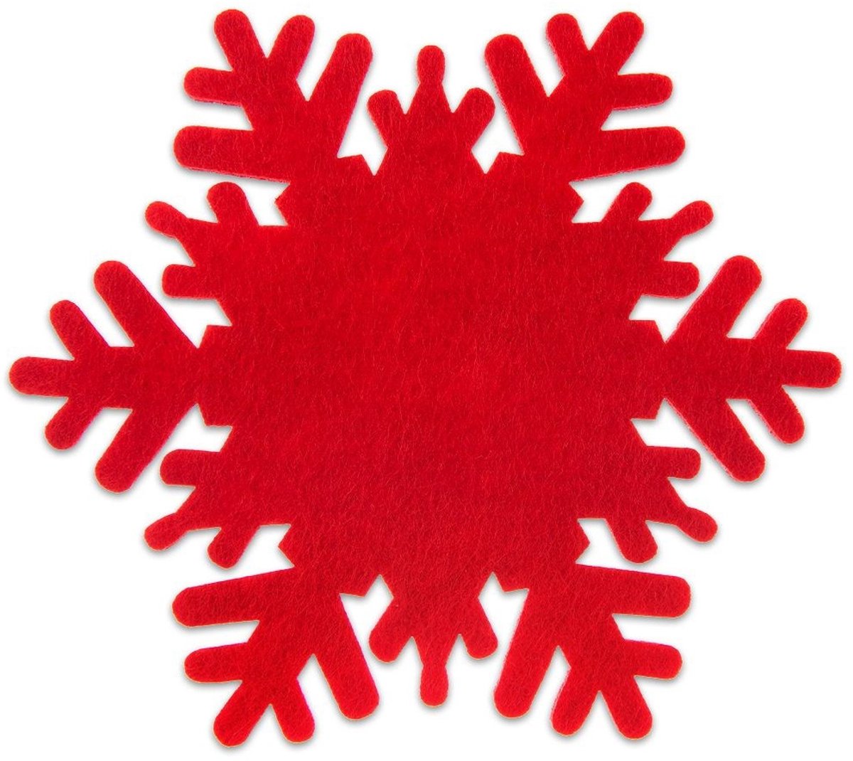 Orion - Filten Onderzetters - 13.5 cm - Rood - 6 Stuks - Sneeuwvlokvorm