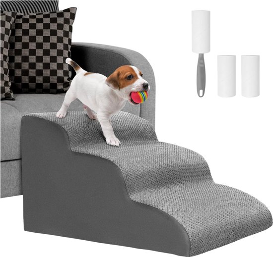 Hondentrap zwart 3 treden - opstapje voor bank of bed
