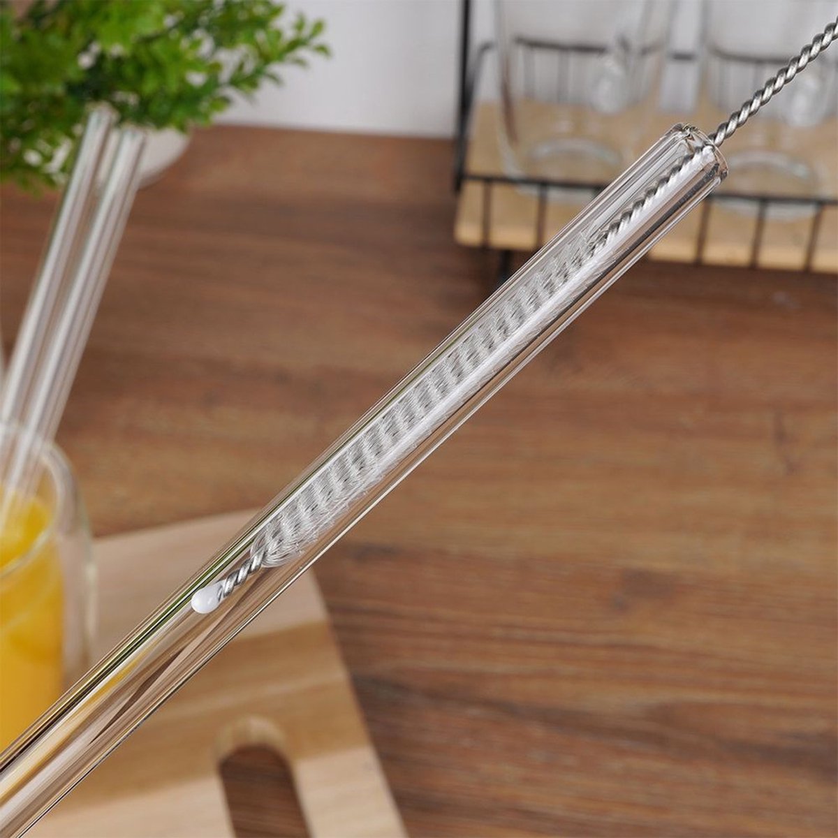 Alpina - Glazen Drinkrietjes - 20 cm - Incl. Reinigingsborsteltje - Set van 4 — cadeau in Kookcadeaus - foto 2