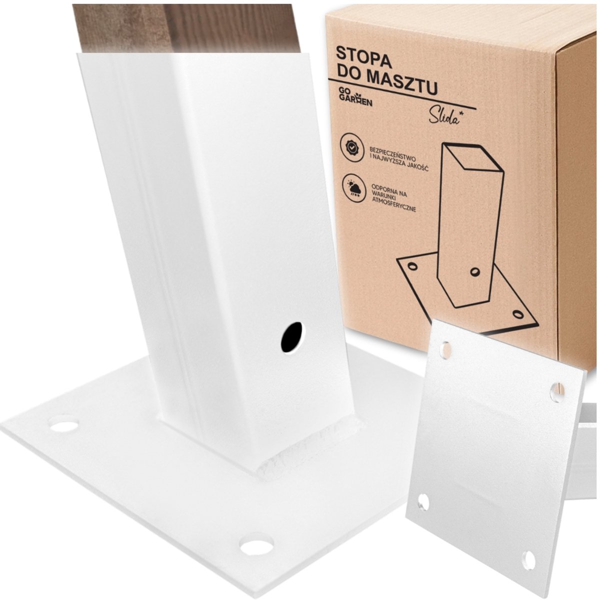 Zolta - Montagesokkel Voor Masten - Wit - 12x12cm - Weerbestendig